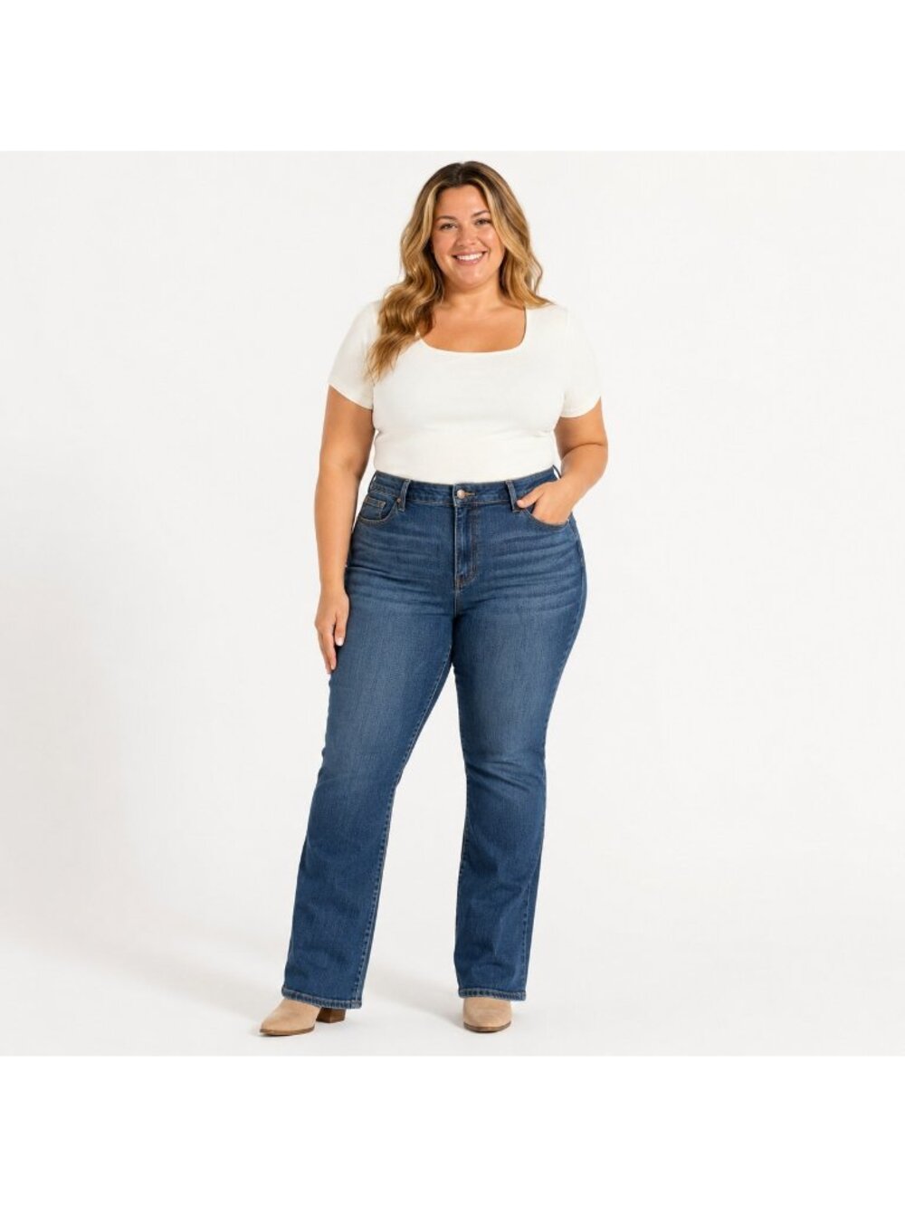 Judy Blue Slim Bootcut Jeans Womens 14W High Rise Stretch Denim Blue Wash